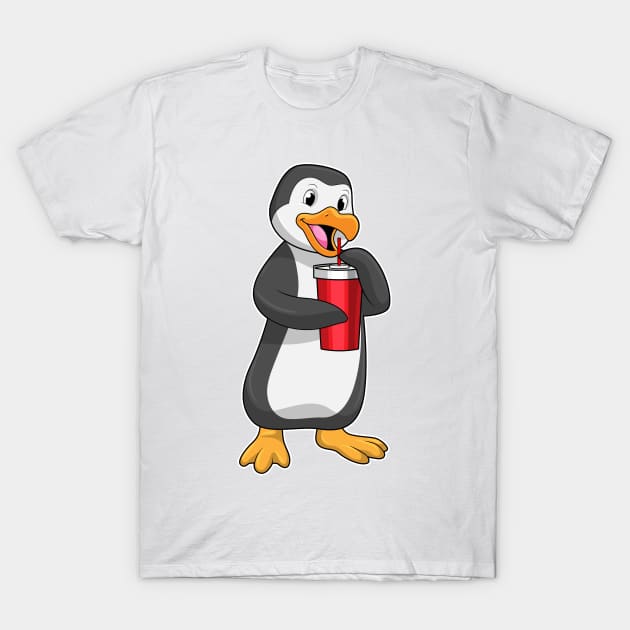 Penguin with Drinking cup with Straw T-Shirt by Markus Schnabel